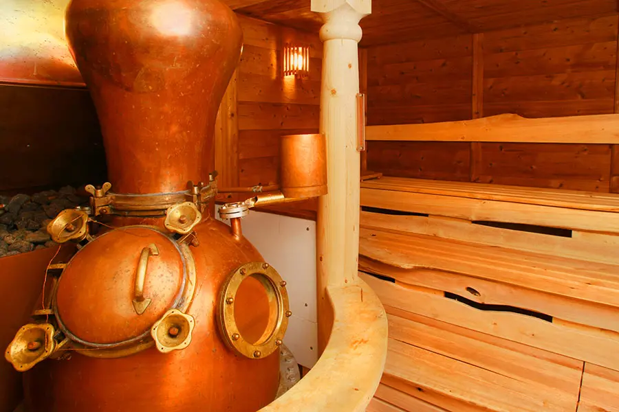 Ofen in der Destillensauna